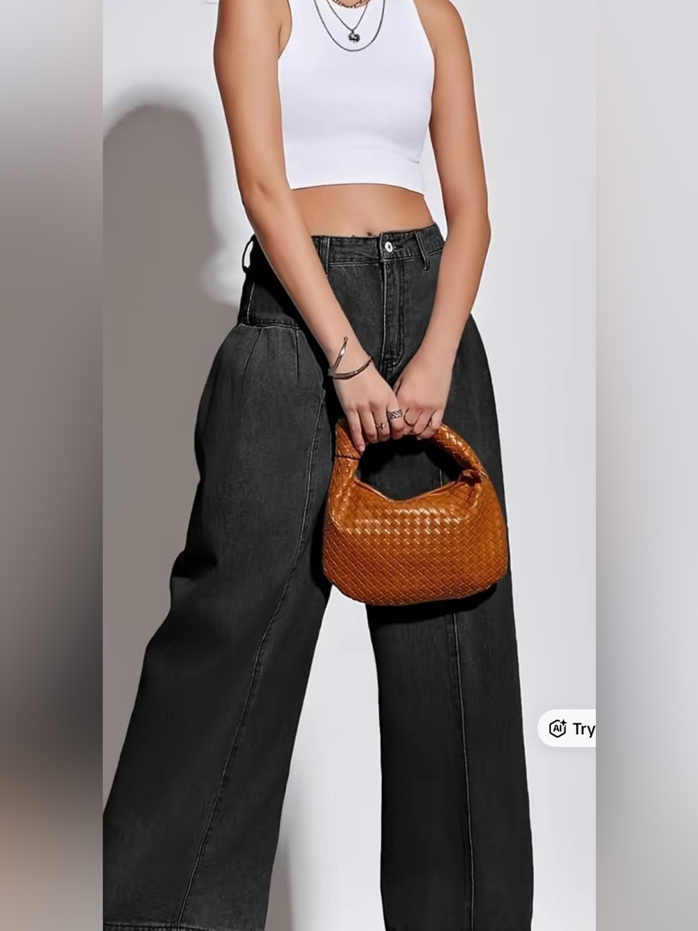 Black Stretchy Wide Leg Jeans with Pleats  - NWT - Size 10